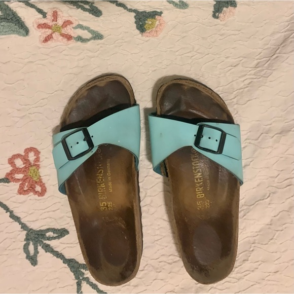 Birkenstock Madrid Teal One Strap Sandals Size 35 - Picture 1 of 4